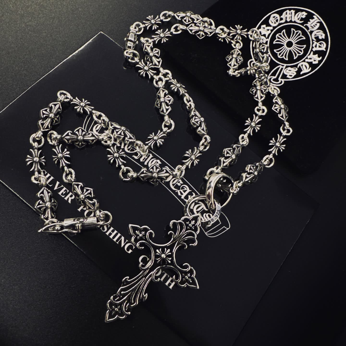 Chrome Hearts Silver Cross Pendant Necklace